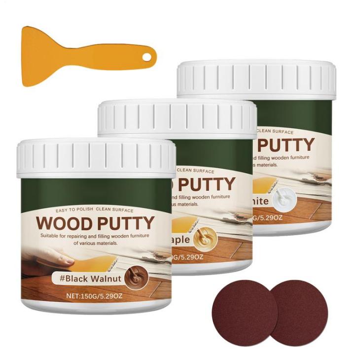 Wood Filler Putty 150g Stainable Wood Crack Filler Wooden Furniture Repair Kit Wood Hole Filler for Cabinets Tables Floors Doors