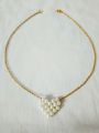Elegant Golden Chain with Cute Pearl Heart Pendant for Women. 