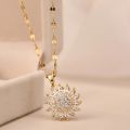 Luxury Sunflower Double-layer Rotatable Sunflower Necklace for Women Chain Stainless Steel Jewelry Accessory Wedding Party Gifts. 