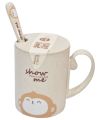 450ml Cartoon Wheat Animal Mug With Lid Spoon Milk Coffee Mug for Tea Milk Travel Cup Large Capacity Kids Cup Nice Gift. 