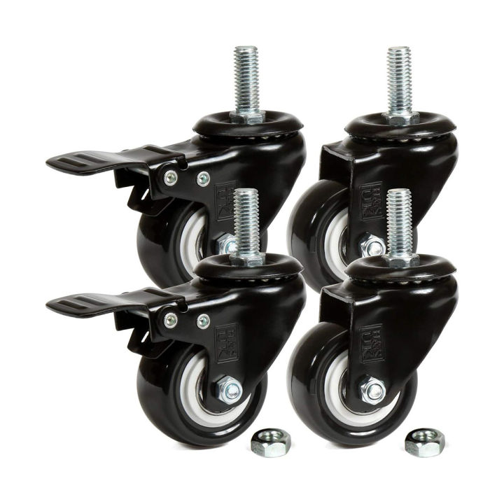 Caster Wheels MultiWare 4 x Heavy Duty 50mm Rubber PU Swivel 200kg Castor Wheels Trolley Furniture