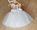 baby girl fancy frock white golden. 