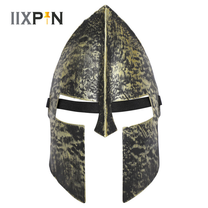 Adult Plastic Spartan Knight Helmet Sparta Mask Ancient Greek Roman Warrior Mask Halloween Cosplay Costume Performance Prop