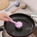 Graceful Stainless Steel Wire Ball Cleaning Brush with Long Handle Kitchen Cleaning Tool Blue. 