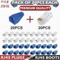 20X RJ45 Connector + Strain Relief Rubber Boots Cover Network LAN Ethernet Patch Cable Plug Caps. 