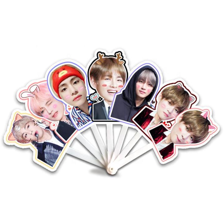 Wholesale Bangtan Boys Kpop Cartoon Cute Bangtan Boys Folding Fan Plastic Fan Promotion Hand Fan for Gift Cute Cool PP