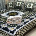 Bedsheet | High-Quality | Unique Design 4 PCS Panel Print 3D Crystal Cotton Bedsheet Set | 1 king size bed sheet 95*98 inch |2 pillow cases 19*29 inch | 1 cusion case 14*14 inch. 