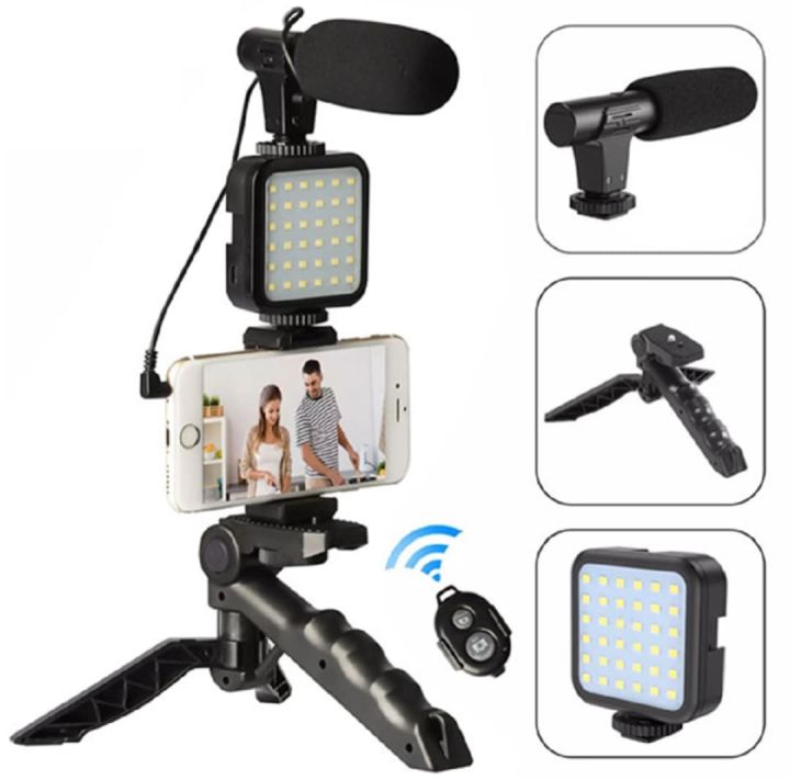 Video Making Kit, Microphone, Led Light, Mobile Holder Kit, Tripod Shoot Video Making for Tiktok Youtube Creator