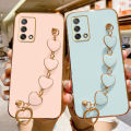LECOMES for OPPO A95/OPPO F19 Back Cover with Love Heart Bracelet Luxury 6D Plating Frame Shiny Bling Camera Lens Protection Soft Silicone Phone Case Pouch for Girls Boys. 