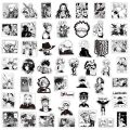 10/50/100pcs Mixed Black White Ainme Sticker Skateboard Computer Helmet Notebook Guitar Phone Graffiti Japan Comic Decals. 