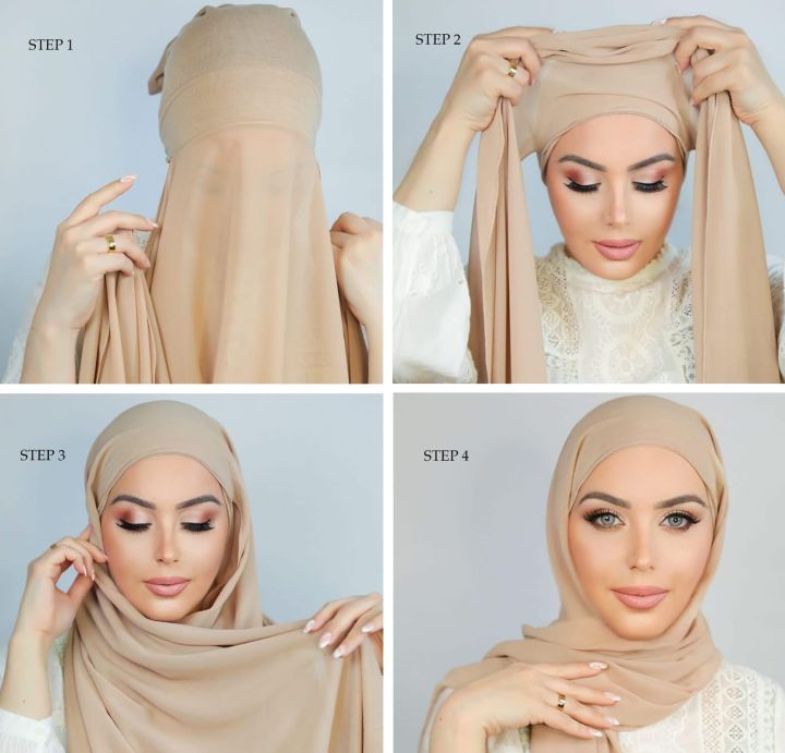 KK Hijab | Chiffon Hijab with Attached Cap | 2-in-1 Chiffon Hijab with cap