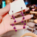 Lightweight Rose Petal Drop Earrings Trendy Sparkling Handcrafted Tassel Dangle Earrings Long Women's Fashion Jewelry for Evening Events Formal Occasions Bridesmaids Festivals Gift for Her. 