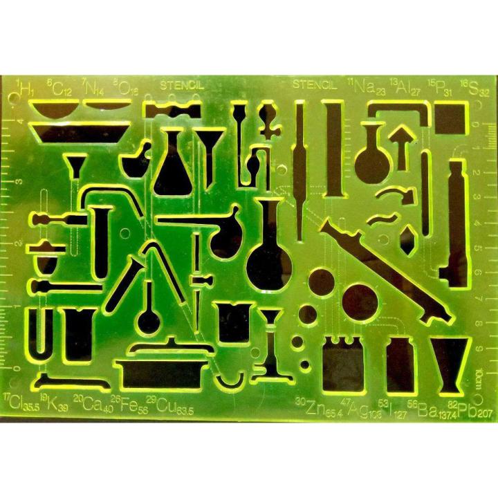 Chemistry Laboratory Experiment Symbols Drawing Template KT Soft Plastic Ruler Design Stencil