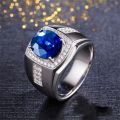 boys latest pearl blue diamond stone ring designs for men. 