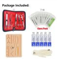 Complete Suture Practice Kit for Medical and Vet Students - Reusable Skin Simulation Silicon Pad with Pre-Cut Wounds, Full Set of Essentials Stainless Still Suturing Tools. 