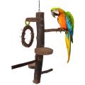Wood Parrot Play Stand, Nature Wooden Parrot Bird Fork Stand, Natural Wooden Parrot Platform, Wooden Stick Platform Rope Ladder Bird Toys. 