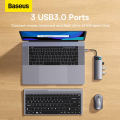 Baseus StarJoy 6-Port Type-C HUB Adapter(Type-C to HDMI4K@60Hz*1+USB3.0*3+PD*1+RJ45*1) | Type C Hub | Type C To HDMI | Type C To USB3.0 | Type C to PD | Hub | Type C |. 