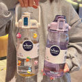 1.5L/2L Large Capacity Sports Water Bottle With Straw Outdoor Travel Fitness Portable Clear Tritan Plastic Drink Bottle BPA Free. 