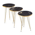 1 Pcs / Set of 3 Round Coffee Table HIGH Gloss Nesting End Tables - Round Wood Stacking Coffee Side Accent Tables with Metal Legs for Living Room, Home Office, Nightstands for Bedroom, Sturdy Easy Assembly - 3 Piece Nesting Table set for  living Room. 