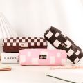 Kawaii Anime Cartoon PU Checkerboard Pencil Case Stationery Stuches School supplies Waterproof Makeup Bag Girlfriend Gifts. 