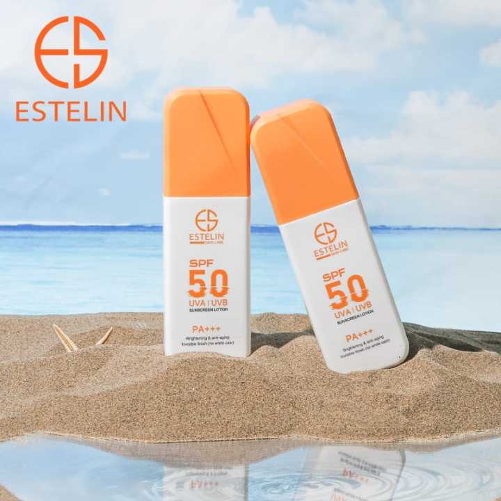 Estelin Brightening & Anti - Aging Invisible Finish (No White Cast) Sunscreen Lotion SPF50 UVA / UVB PA +++- 75G -ES0175 | Daraz.pk