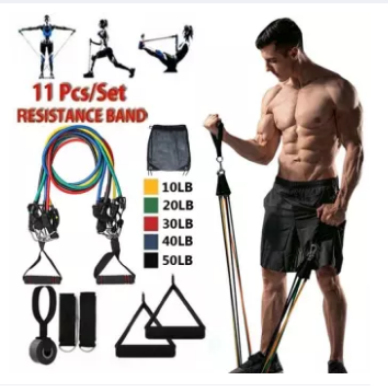 11 PCS Resistance Bands Set Fitness Puller Yoga Training Rope Strength Resistance Belt Sport Home Gym Workout Elastic Pull Rope Daraz.pk