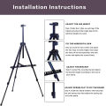 Portable Artist Easel Stand - Adjustable Height Painting Easel with Bag - Table Top Art Drawing Easels for Painting Canvas, Wedding Signs & Tabletop Easels for Display - Metal Tripod - 21x66 inches Art# JS - SAAE - 001. 