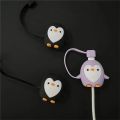 Anti-break Dust Cover Purple Winder Pvc Charging Cable Case Mobile Phone Peripherals Cute Penguin Case Penguin Winding Black. 