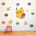 Anime Pokemon Figure Pikachu PVC Wall Stickers Decoration Wallpaper for Kids Room Kindergarten Living Room DIY Birthday Gifts. 