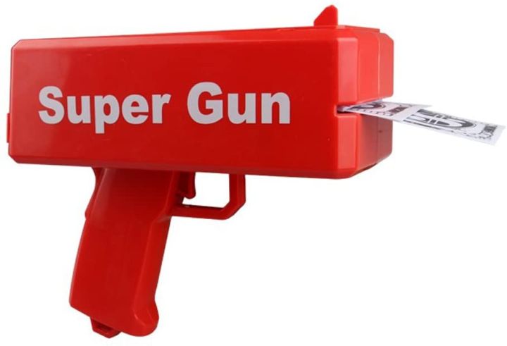 Cash Cannon Spray Money Gunz Money Rain Toy Spit Banknootes Gunz Red Best Gift KUN TRADERS KN-163