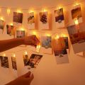 LED Photo Clip String Lights 3M 10 Clips AAA Battery and Warm White LEDs Fairy Twinkle Light with Clips for Hanging Photos Pictures Cards & Artwork, for Bedroom Home Decoration. 