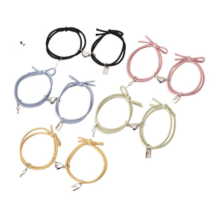 Key lock Bracelets 2pcs/pair key lock Magnetic Absorption Lovers