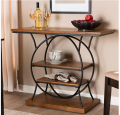 Decore To Adore Customize One Piece Wide Brown Wood 2-Shelf Console Table, Contemporary Farmhouse Decor With This Two-Shelf Wood. 
