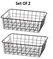 Set of 2 Wire Storage Basket Bins Organizer, Metal Wire Basket Freezer Storage Organizer Bins with Handles for Kitchen Cabinets, Pantry, Closets, Bedrooms, Bathrooms,Freezer,28.5x22x12cm. 