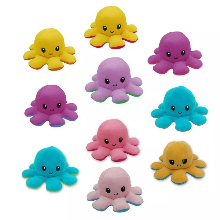 Reversible Octopus Plush, Adorable, Soft Cotton Soft, Double Sided Gift for Kids, Emotional Flap