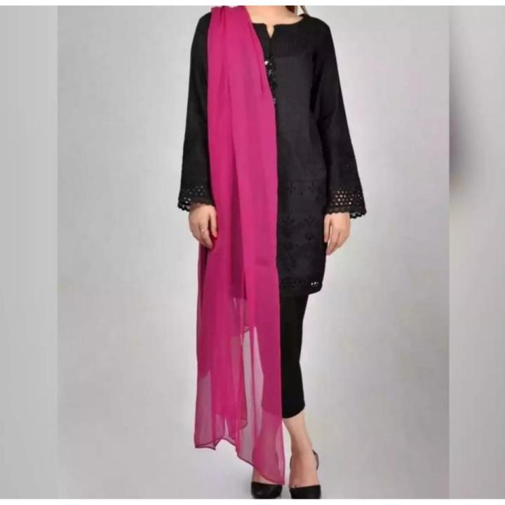 Pink Crinkle Chiffon Dupatta For Girls/Ladies-0verlocked
