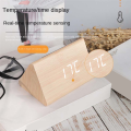 Digital Clock LED Wooden Alarm Clock Table Sound Control Electronic Clocks Desktop Home Table Decor Black. 