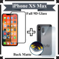 iPhone XS Max Full Black 9D Tempered Glass Edge to Edge Full Glue Screen Protector + Back Matte Protector Soft Skin Sheet Soft Film Protector For iPhone XS Max. 