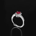 [ New ] Tiktok Panjia Shining NATRICH Red Heart Red Corundum Ring Female Flame Love Heart-Shaped Ring Ring Suit. 