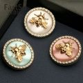 6pcs Rhinestones Diamond Decor Metal Gold BEE Buttons for Clothing Luxury Coat Cardigan Sweater Sewing Needlework accessories. 