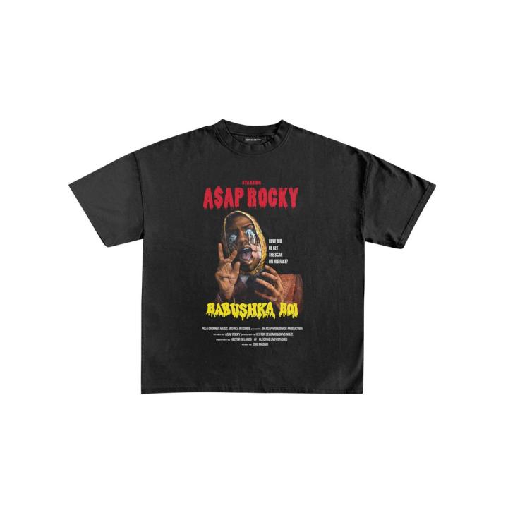 GROOVY ASAP Rocky Oversized Printed T Shirt Black For Men And Women