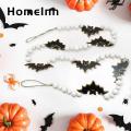 Halloween Garland Spooky Halloween Wooden Bead Bat Garland for Haunted House Decor Scary Ornament less Than Boho Chic Halloween Decor. 