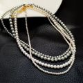 [ New ]3mm Very Fine Pearl Necklace   Titanium Steel Colorfast Shijia Vintage Clavicle Chain All-Match Small Bead Necklace for Women. 