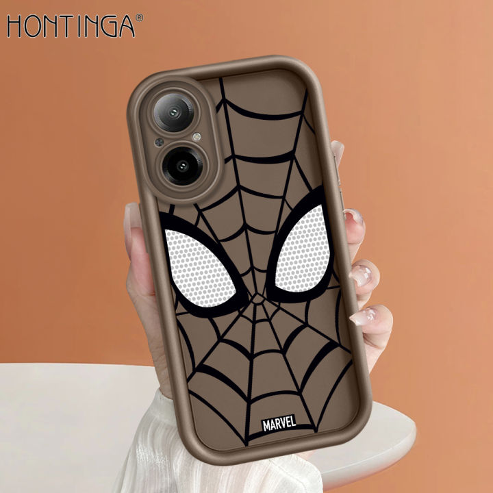 Hontinga for Realme C67 4G Back Cover Spider-Man Pattern Ladder Soft Camera Protection Rubber Phone Case