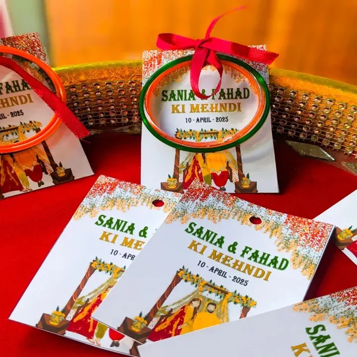 Customized Bangles Cards – 12 Pcs Only Card | Mehndi, Mayoun, Dholki ...