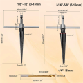 Hand Reamer Tool, Tapered Reamer Set, 3-13mm(1/8In-1/2In) & 5-16mm((In-5/8In) Bridge Pin Hole Handle Tapered Reamers Easy Install. 