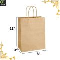 Kraft Brown Handle Paper Bags - Plain Paper Bags For Shopping Food  Sweets  Books - Gift Hamper Bags - Brown Paper Shoppers - Kraft Paper Storage Bags -   Arts & Craft Accessories. 