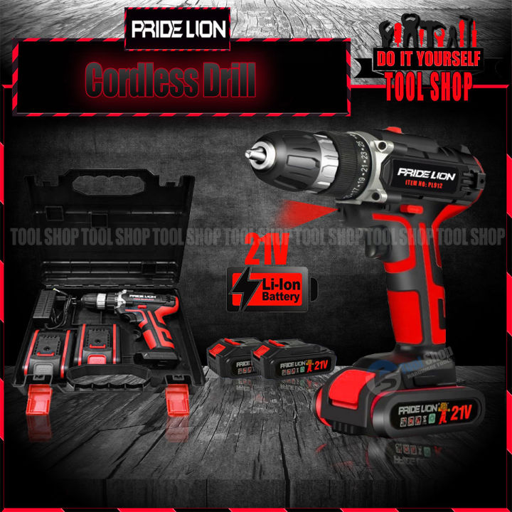 PRIDE LION Lithium Cordless Drill & Screwdriver 21V - Double Battery - Two Speed Brush less Motor