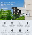 Outdoor IP Wireless Camera, HD 1080P WiFi CCTV Surveillance Camera, Weatherproof - Night Vision - LED Lights - Two Way Audio - Motion Detection - SD Card Slot - V380 - Free Camera Stand + Power Adapter. 