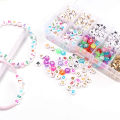 1 Box Round Acrylic English Alphabet Letter Beads Set With Stretch Cords For Name Bracelets Jewelry Making Kit For Children Gift. 